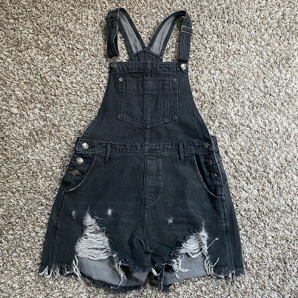 Black overall shorts
